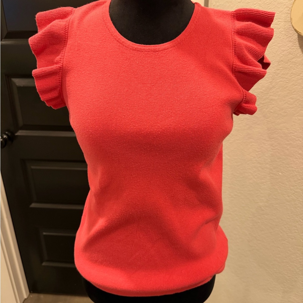 Philosophy Coral Ruffled Sleeve Blouse
